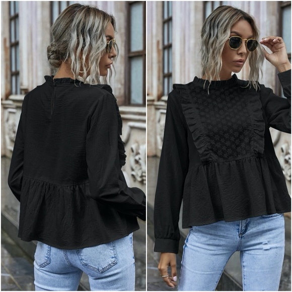 boho Eyelet Embroidered Babydoll top - MUSTARD - Picture 11 of 13